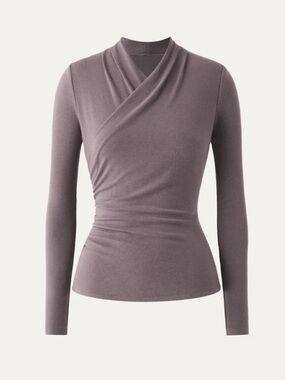OGL Dusty Mauve Wrap-Front Long Sleeve Top